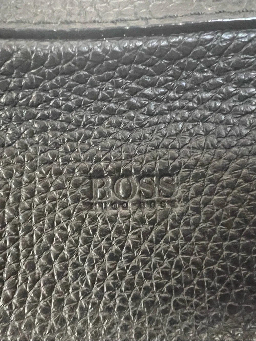 BOSS Hugo Boss Crosstown Black Pebbled Leather Briefcase Laptop Document Bag